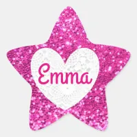 Personalize this Pink Glitter Star Sticker