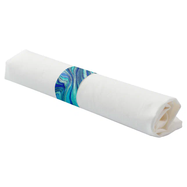 Elegant Aquamarine Paua Rainbow Shell Inspired Napkin Bands