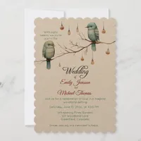 Rustic Woodland Love Birds Celebration Invitation