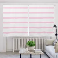 Light Pink White Modern Minimalist Stripe Pattern Blackout Curtains