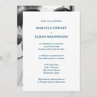 Spanish Blue and White Wedding Reception Invitation