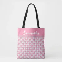 Any Name Cute Floral Daisy Pattern All-Over Print  Tote Bag