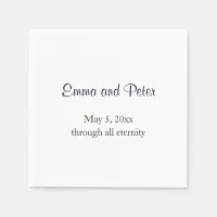 "Through All Eternity" Navy Text Names and Date Napkins