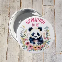 Panda Bear in Flowers Baby Shower Grandma to be Button