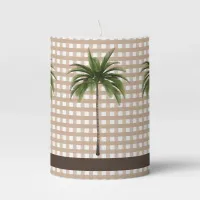 Gingham Check | Brown Stripe | Three Palm Trees Pillar Candle