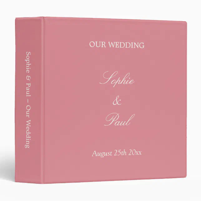 Blush Pink Wedding Personalized 3 Ring Binder