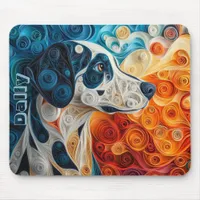 Colorful Dalmatian Paper Quilling Portrait Mouse Pad