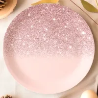 Rose Gold Glitter Blush Pink Ombre Paper Plates