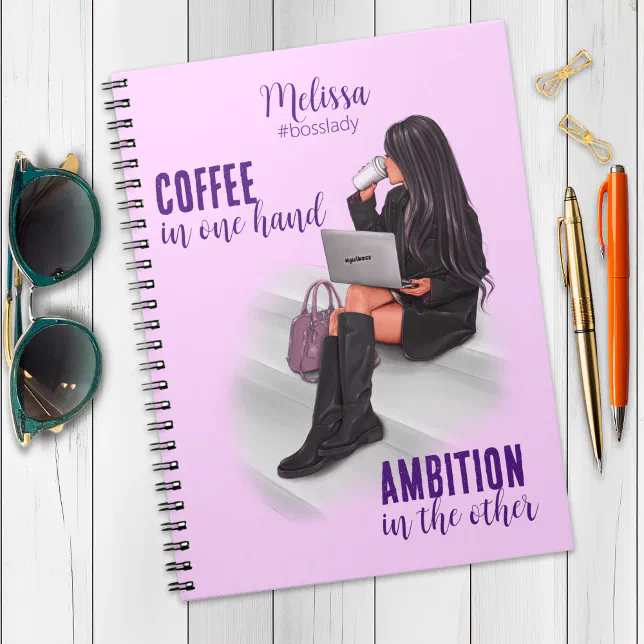 Motivational Girl Boss Pink Spiral Photo Notebook