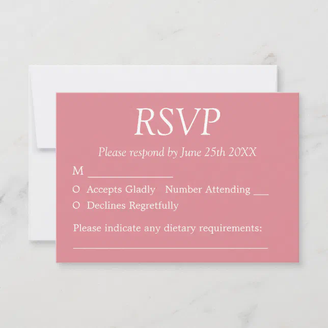 Stylish Blush Pink Wedding RSVP Card