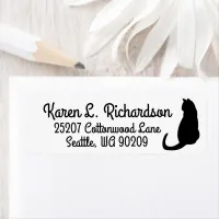 Cat Lover's Dramatic  Black Cat Silhouette Address Label