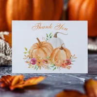 Fall Pumpkin Floral Baby Shower Thank You Card