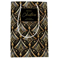 Black Gold Christmas Pattern#15 ID1009 Wrapping Medium Gift Bag