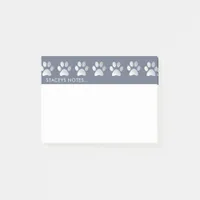 Silver And Blue Paw Print Post-it Notes