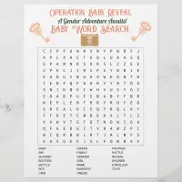 Escape Room Gender Reveal Baby Word Search Flyer