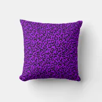 Purple and Black Leopard Print Throw Pillow