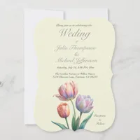 Romantic and Poetic Pastel Tulips Watercolor  Invitation