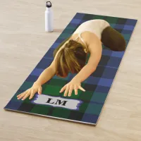 Wallace Tartan Blue Green Plaid Monogram Initials Yoga Mat