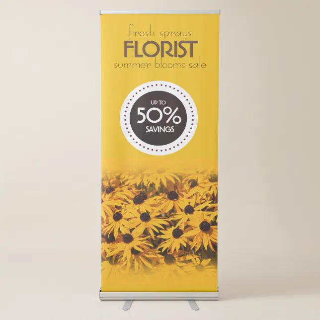Beautiful Yellow Flowers Florist Summer Sale Retractable Banner