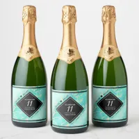 Elegant 11th Turquoise Wedding Anniversary Sparkling Wine Label