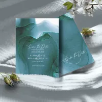 Ink Flow Wedding Save the Date Teal ID762