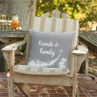 White glitter, monogrammed on gray | Outdoor  Outdoor Pillow