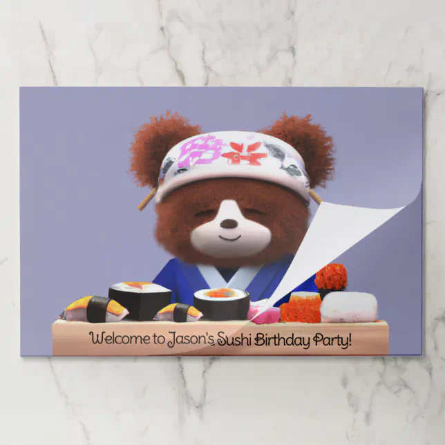 Cute Teddy Bear Sushi Chef Birthday Party Paper Pad