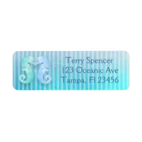 Blue Green Seahorses Return Address Label