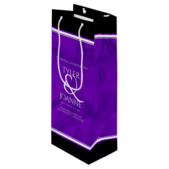 Elegant 12th Silk Wedding Anniversary Celebration Wine Gift Bag