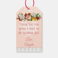 Rose Gold Floral Display Wedding Gift Tag