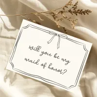 Handwritten Coquette Bow Maid of Honor Proposal Invitation