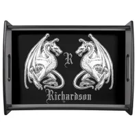 Personalized Winged Dragons Serving Tray