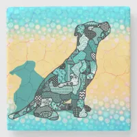 Abstract Collage Domingo the Dog ID106 Stone Coaster