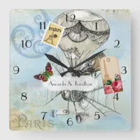 Vintage Paris Wedding Commemorative Steampunk Square Wall Clock