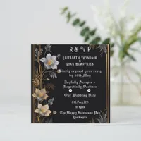  Elegant Floral Wedding Invitation Gold & Silver 