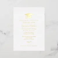 Gold Graduation Hat Simple Graduation Foil Invitation