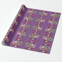 Purple Christmas Tree on Truck Wrapping Paper