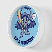 Funny Cute Bat Yes You Can Bat a Thousand! Clock