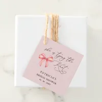 She is tying the knot pink bow Bridal Shower Favor Tags