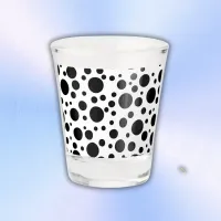 Black Polka Dots on White | Shot Glass