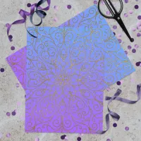 Gold Glitter Mandala On Purple To Blue Gradient Tissue Paper