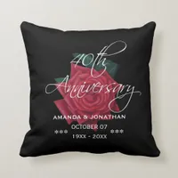 40th Ruby Wedding Anniversary Red Rose Throw Pillow