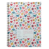 Crayon Pastel Heart & Flowers Notebook