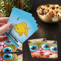 Colorful Fantasy Cat sticking out its Tongue Match Matching Game Cards