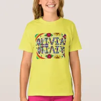 Olivia, Girl's Name Whimsical Folk Art T-Shirt