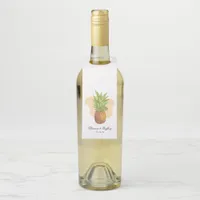 Watercolor Pineapple Tropical Summer Wedding Bottle Hanger Tag