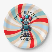 Robot Themed Boy's Happy Birthday Paper Plates