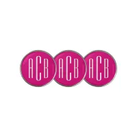 Hot Pink and White Three Letter Monogram Golf Ball Marker