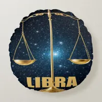 Libra sign of the zodiac round pillow