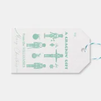 Mint & White Trendy Nutcracker Crackin Custom Name Gift Tags